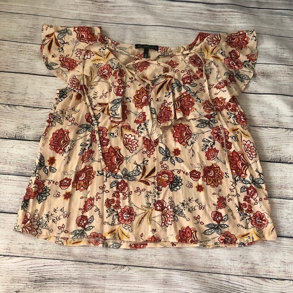 Derek Heart Floral Print Sleeveless Top Size M
